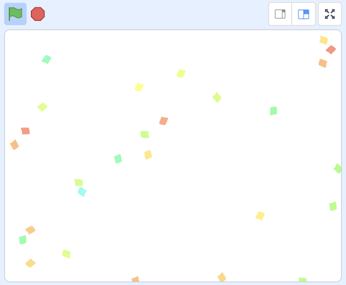 カラフルな紙が落ちていく様子